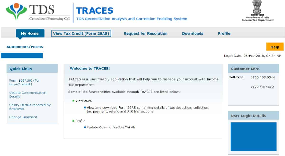 3 Ways to check Form 26AS & Tax Credit/TDS Statement Online [2018 ...